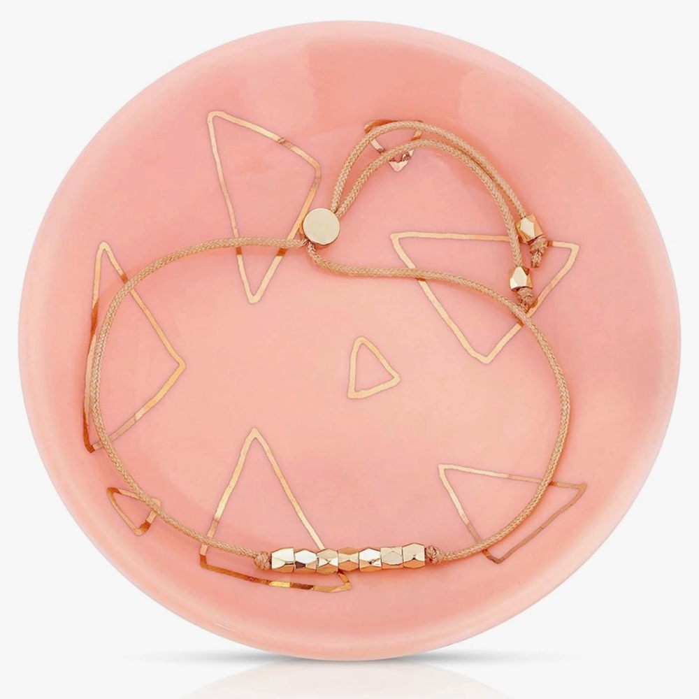 NWT 14k Gold Bead Bracelet with Jewelry Trinket Ring Dish Tray Holder Organizer